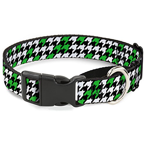 Buckle-Down Houndstooth Schwarz/Weiß/Neon Grün Martingale Hundehalsband, 2,5 cm Wide-fits 38,1–66 cm Neck-Large von Buckle-Down