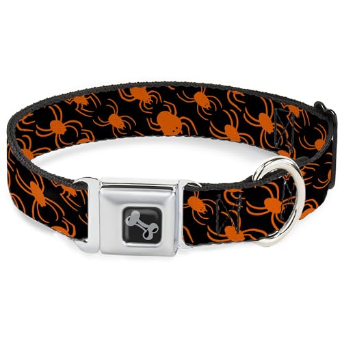 Buckle-Down Hundehalsband, Metall-Sicherheitsgurtschnalle, Spinnen-Silhouetten, Schwarz/Orange, 28,9 bis 41,5 cm breit, 2,5 cm Buckle-Down Hundehalsband, Metall-Sicherheitsgurtschnalle, Spinnen-Silhouetten, Schwarz/Orange, 28,9 bis 41,5 cm breit, 2,5 cm von Buckle-Down