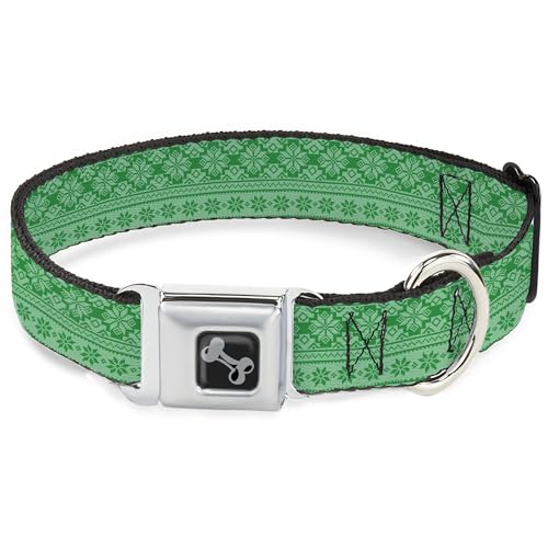 Buckle-Down Hundehalsband, Metall-Sicherheitsgurtschnalle, Weihnachtsferien, Fair-Isle-Stichmuster, Grün, 38,1 bis 61 cm, 2,5 cm breit Buckle-Down Hundehalsband, Metall-Sicherheitsgurtschnalle, Weihnachtsferien, Fair-Isle-Stichmuster, Grün, 38,1 bis 61 cm, 2,5 cm breit von Buckle-Down
