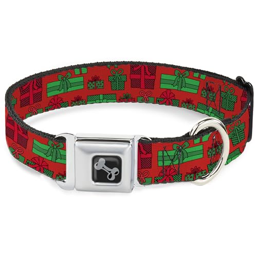 Buckle-Down Hundehalsband, Metall-Sicherheitsgurtschnalle, Weihnachtsverpackung, Rot / Grün, 24,1 bis 33 cm, 2,5 cm breit von Buckle-Down