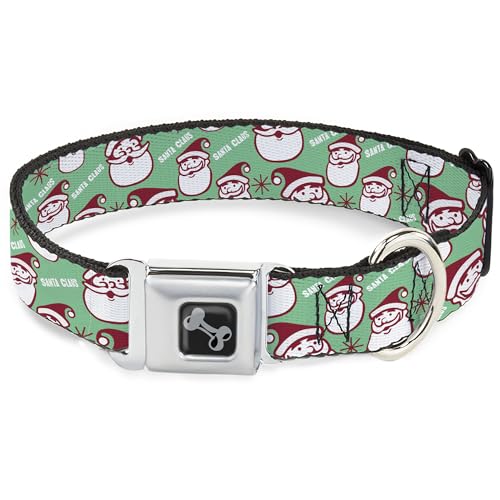 Buckle-Down Hundehalsband, Metall-Sicherheitsgurtschnalle, fröhlicher Weihnachtsmann, lächelndes Gesicht, Text, Grün, Rot, Weiß, 38,1 bis 61 cm, 2,5 cm breit Buckle-Down Hundehalsband, Metall-Sicherheitsgurtschnalle, fröhlicher Weihnachtsmann, lächelndes Gesicht, Text, Grün, Rot, Weiß, 38,1 bis 61 cm, 2,5 cm breit von Buckle-Down