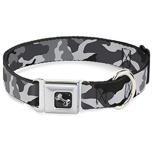 Buckle-Down Hundehalsband, mit Schnalle, Camouflage-Muster, Weiß, 3,8 cm breit, passend für Halsumfang von 33–45,7 cm, Größe S von Buckle-Down