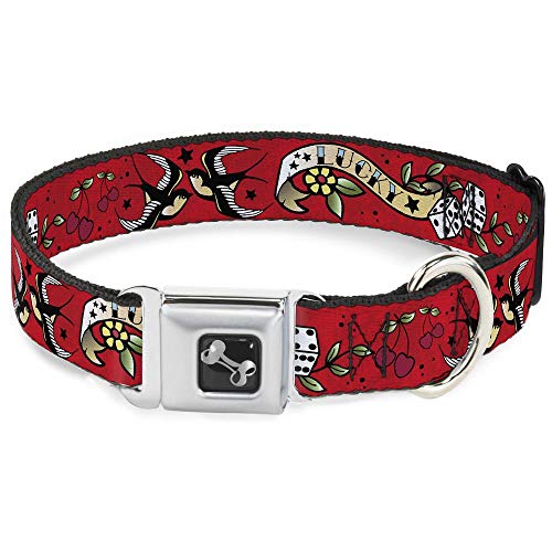 Hundehalsband, Sicherheitsgurt-Schnalle, Lucky Red, 45,7 bis 81,3 cm, 3,8 cm breit von Buckle-Down