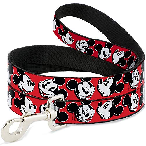 Buckle-Down Hundeleine, Mickey Mouse Expressions, Rot/Schwarz/Weiß, 180 cm lang, 2,5 cm breit von Buckle-Down
