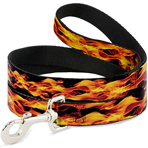 Buckle-Down Hundeleine mit Flammen, 1,8 m lang, 3,8 cm breit, Schwarz/Orange von Buckle-Down
