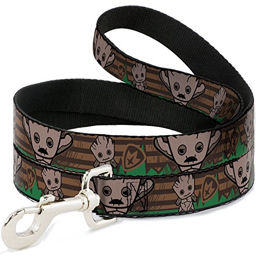 Buckle-Down Kawaii Groot Hundeleine, 2 Posen, Guardians Badge Browns Green, 1,8 m lang, 3,8 cm breit, Mehrfarbig, DL-6FT-WMC128-W von Buckle-Down