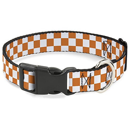 Buckle-Down Kunststoff-Kragen – Checker White/TN Orange – 1,27 cm breit – passend für 22,9-38,1 cm Halsumfang – Größe L, 1.5" Wide - Fits 18-32" Neck - Large, Mehrfarbig von Buckle-Down