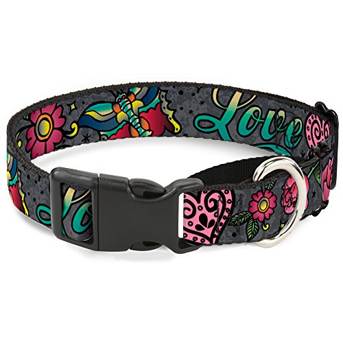 Buckle-Down "Love Kills grau Martingale Hundehalsband, 3,8 cm X 40,6–58,4 cm/mittel von Buckle-Down
