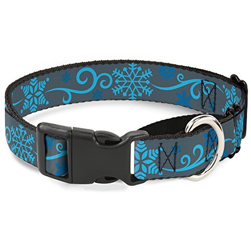 Buckle-Down Martingale-Hundehalsband mit Schneeflocken, 3,8 cm breit, passend für Halsumfang von 33–45,7 cm, Größe S von Buckle-Down