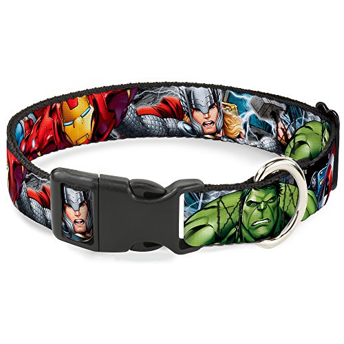 Buckle-Down Marvel Avengers Marvel Avengers Superheroes Closeup Kunststoff-Clip-Halsband, mittel/27,9–43,2 cm von Buckle-Down