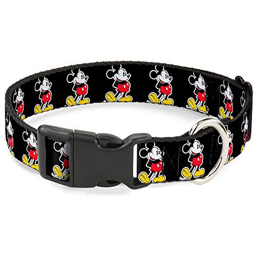 Buckle-Down Plastic Clip Collar - Classic Mickey Mouse Pose Black - 1" Wide - Fits 11-17" Neck - Medium von Buckle-Down