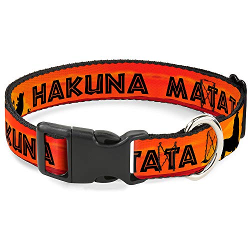 Buckle-Down Plastic Clip Collar - Lion King Hakuna Matata Sunset Oranges/Black - 1/2" Wide - Fits 9-15" Neck - Large von Buckle-Down