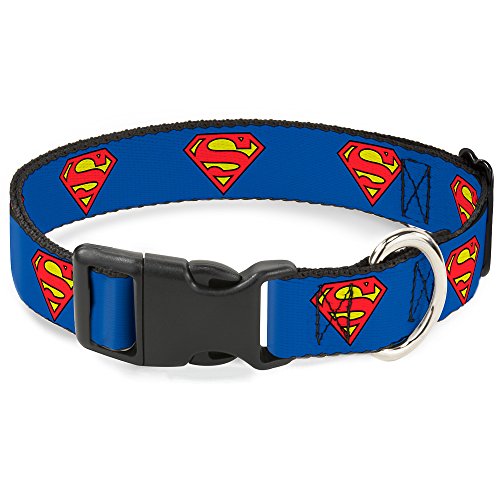 Buckle-Down Plastic Clip Collar - Superman Shield Blue - 1/2" Wide - Fits 9-15" Neck - Large von Buckle-Down