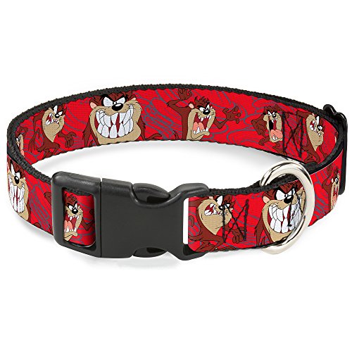 Buckle-Down Plastic Clip Collar - Tasmanian Devil Expressions Red Swirl - 1" Wide - Fits 11-17" Neck - Medium von Buckle-Down