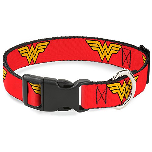 Buckle-Down Plastic Clip Collar - Wonder Woman Logo Red - 1" Wide - Fits 15-26" Neck - Large von Buckle-Down