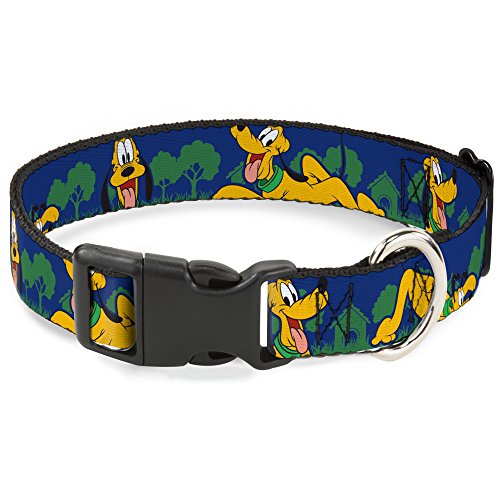 Buckle-Down Pluto 4-Pos/Landscape Kunststoff-Clip-Halsband, blau/grün, 2,5 cm breit, passend für 27,9–43,2 cm Halsumfang, Größe M von Buckle-Down