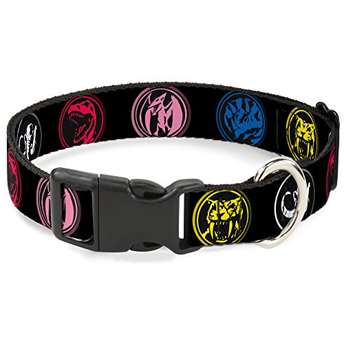 Buckle-Down "Power Rangers in Action ES 's Leinwanddruck TIME grün/grau, Kunststoff Clip Halsband, 2,5 cm X 27,9–43,2 cm/mittel von Buckle-Down