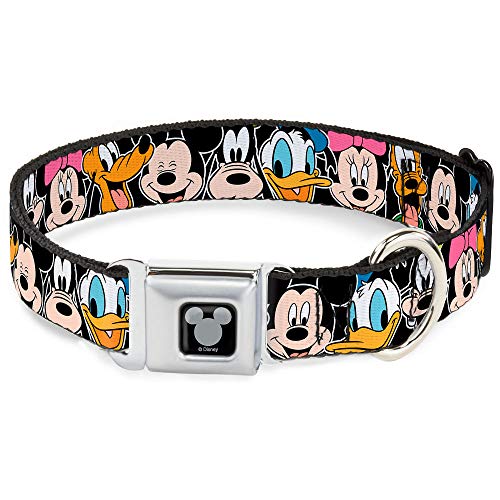 Buckle-Down Seatbelt Buckle Dog Collar - Classic Disney Character Faces Black - 1" Wide - Fits 11-17" Neck - Medium von Buckle-Down