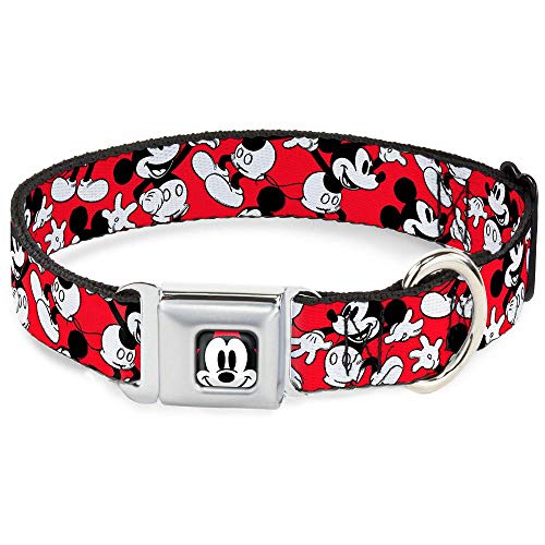 Buckle-Down Seatbelt Buckle Dog Collar - Classic Mickey Mouse Pose Black - 1" Wide - Fits 15-26" Neck - Large von Buckle-Down