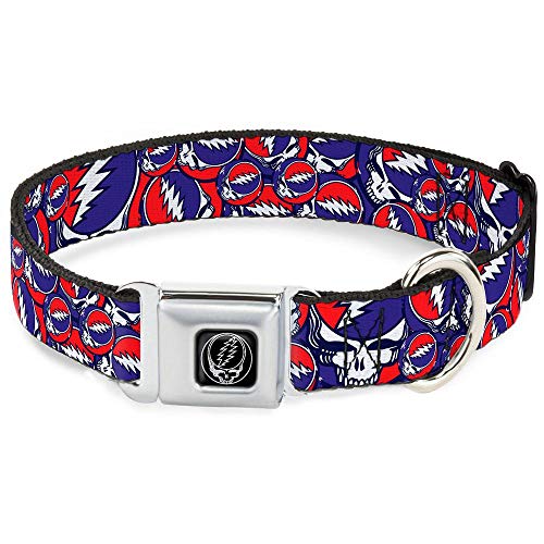 Buckle-Down Seatbelt Buckle Dog Collar - Steal Your Face Stacked Red/White/Blue - 1" Wide - Fits 15-26" Neck - Large von Buckle-Down