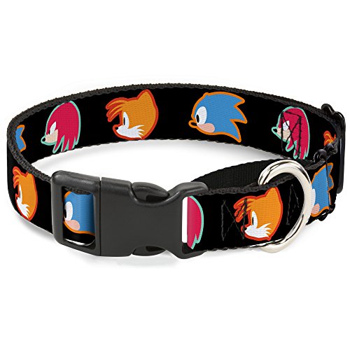 Buckle-Down "Sonic Mania Sonic/Tails/Finger Profile schwarz Martingale Hundehalsband, 3,8 cm X 45,7–81,3 cm/groß von Buckle-Down