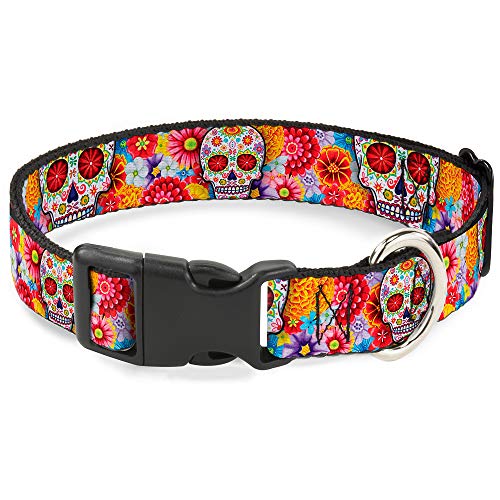 Buckle Down Sugar Skull Starburst weiß/Multi Farbe Kunststoff Clip Halsband von Buckle-Down