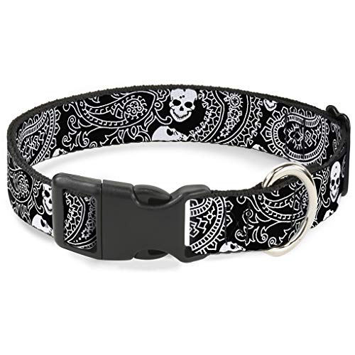 Buckle-Down bac-w30203-nl Breakaway Katzenhalsband, 1/5,1 cm breit – passt 22,9–38,1 cm Nacken – Groß, Paisley Skulls von Buckle-Down