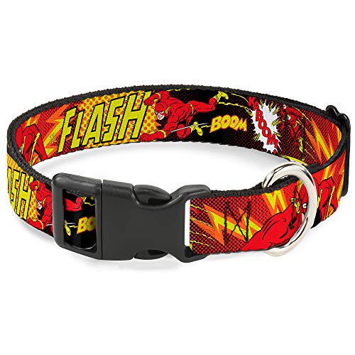 Buckle-Down Plastic Clip Collar - The Flash BOOM-KABOOM! - 1/2" Wide - Fits 6-9" Neck - Small von Buckle-Down