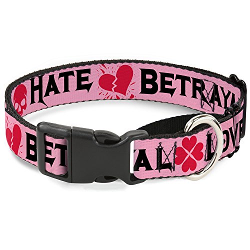 Buckle-Down mgc-w31245-wm Love/Hate/Verrat Rosa/Schwarz/Fuchsia Martingale Hundehalsband, Medium von Buckle-Down