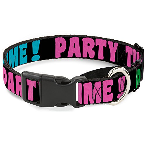 Buckle-Down mgc-w34211-wl Party Time. Schwarz/Grün/Türkis/Fuchsia Martingale Hundehalsband, groß von Buckle-Down