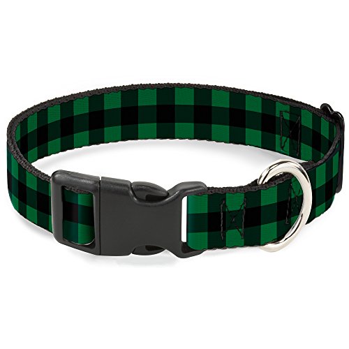 Buckle-Down pc-w30246-l Buffalo Plaid schwarz/grün Kunststoff Clip Kragen, großes/38,1–66 cm von Buckle-Down