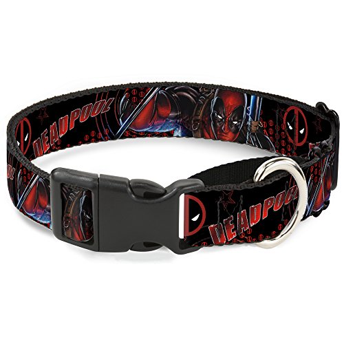 Buckle-down Deadpool/Actionkamera,/logo2 Martingale Hundehalsband, 3,8 cm, Wide-fits, 32 Neck-Large von Buckle-Down