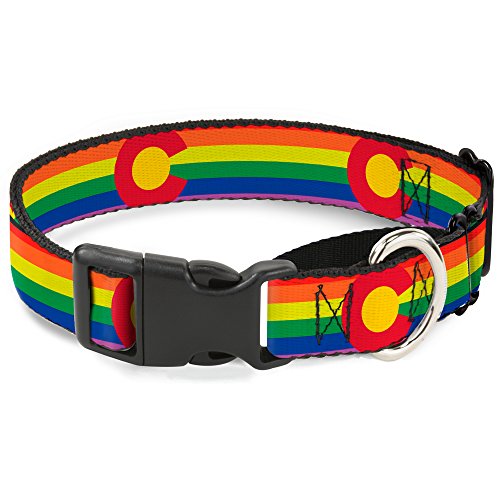Buckle-down Pride Colorado flags2 Martingale Hundehalsband, 3,8 cm, Wide-fits 16–23 cm Neck-medium von Buckle-Down