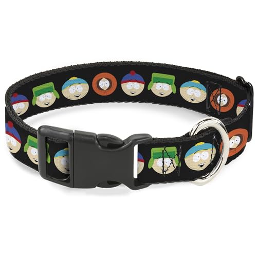 Comedy Central Hundehalsband, Kunststoffschnalle, South Park Jungengesicht wiederholt sich, schwarz, 38,1 bis 61 cm breit, 2,5 cm von Buckle-Down