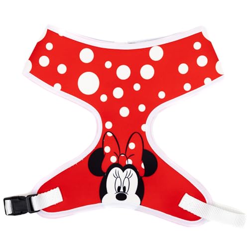 Buckle-Down Disney Hundegeschirr, Hundehalsband, Kunststoffschnalle, Minnie Maus Gesicht und Tupfen, Rot / Weiß von Buckle-Down