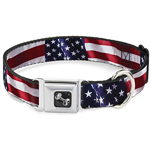 Dog Collar Seatbelt Buckle American Flag Vivid Close Up 16 to 23 Inches 1.5 Inch Wide von Buckle-Down