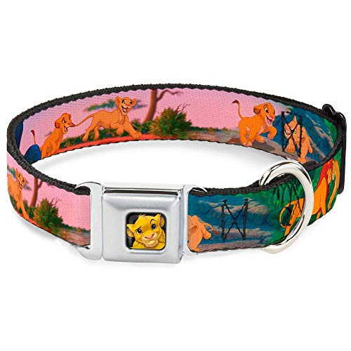 Dog Collar Seatbelt Buckle Lion King Simba Nala Growing Up Scenes 16 to 23 Inches 1.5 Inch Wide von Buckle-Down