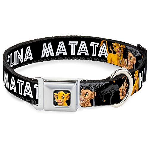 Buckle-Down Hundehalsband, Sicherheitsgurt, Schnalle, König der Löwen, Simba, Nala, Hakuna Matata, Mehrfarbig, 3,8 cm breit, passend für Halsumfang von 45,7–81,3 cm, Größe L (DC-WDY046-WL) von Buckle-Down