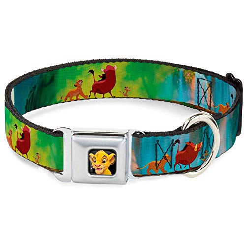 Dog Collar Seatbelt Buckle Lion King Simba Pumba Timon Growing Up 9 to 15 Inches 1.0 Inch Wide von Buckle-Down