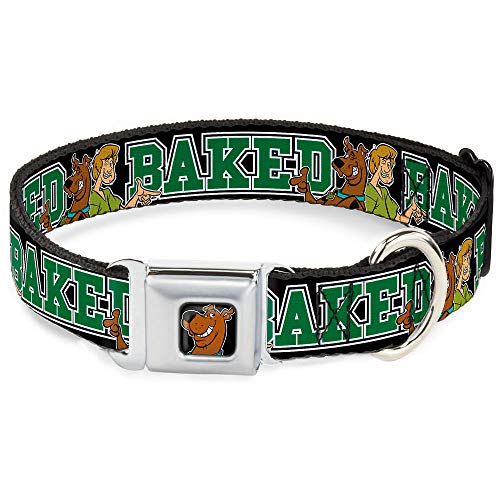 Buckle-Down Scooby DOO Hundehalsband, mit Schnalle, zottelige Pose, gebackenes Schwarz, Grün, 45,7 bis 81,3 cm breit von Buckle-Down