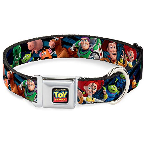 Dog Collar Seatbelt Buckle Toy Story Characters Running Denim Rays 16 to 23 Inches 1.5 Inch Wide von Buckle-Down
