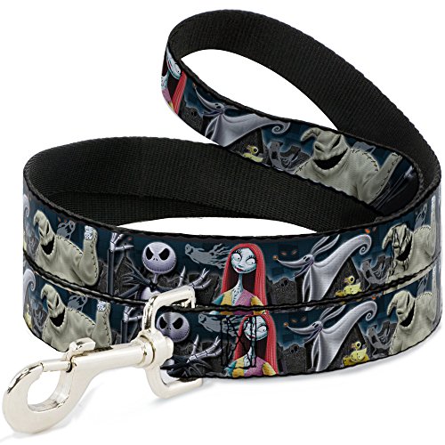 Dog Leash Nightmare Before Christmas 4 Character Group Cemetery Scene 6 Feet Long 0.5 Inch Wide von Buckle-Down