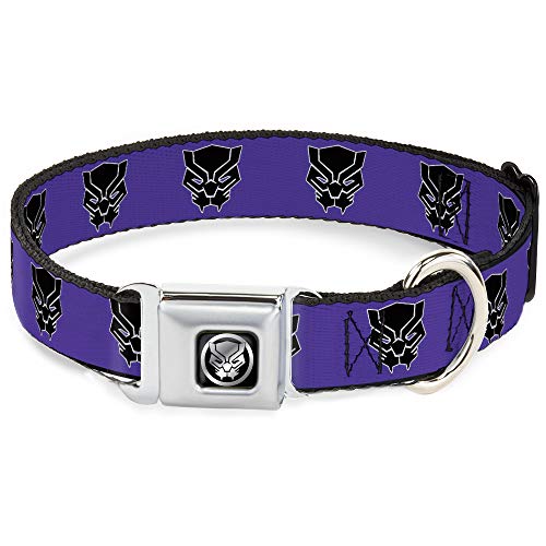 Hundehalsband, Sicherheitsgurt-Schnalle, Motiv: Black Panther Avengers, Violett, Weiß, Schwarz, 40,6 bis 58,9 cm, 3,8 cm breit Hundehalsband, Sicherheitsgurt-Schnalle, Motiv: Black Panther Avengers, Violett, Weiß, Schwarz, 40,6 bis 58,9 cm, 3,8 cm breit von Buckle-Down