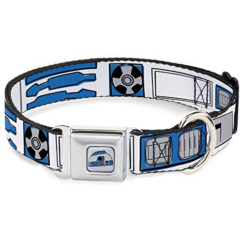 Buckle-Down Sicherheitsgurtschnalle, Star Wars R2D2, Abgrenzungsteile, weiß, schwarz, blau, grau, rot, 27,9 bis 43,2 cm breit, DC-SB-SWBA-WSW104-1.0-M, 1" Wide - Fits 11-17" Neck - Medium von Buckle-Down