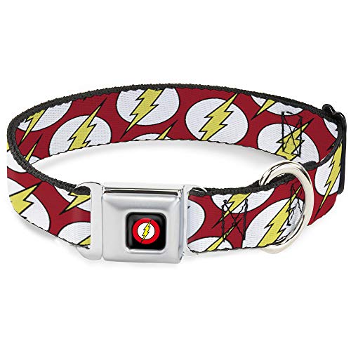 Hundehalsband, mit Schnalle, Flash-Logo, verstreut Rot, Weiß, Gelb, 38,1 bis 66 cm, 2,5 cm breit von Buckle-Down