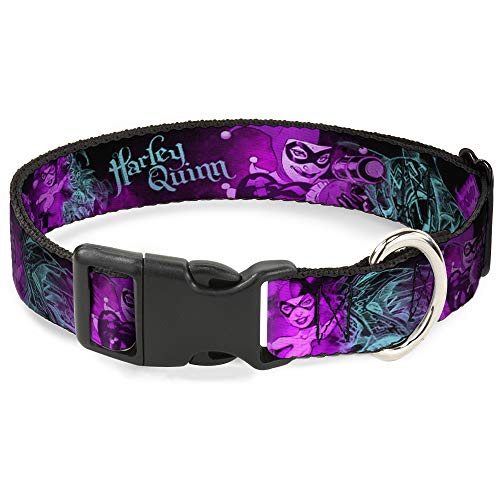 Hundehalsband Kunststoff Clip Harley Quinn Pow Zielposen Joker Schwarz Türkis Fuchsia 8 bis 12 Zoll 1,3 cm breit PC-WJK047-NM von Buckle-Down