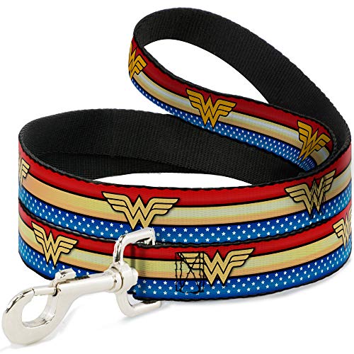 Hundeleine, Wonder Woman-Logo, gestreift, Sterne, Rot, Gold, Blau, Weiß, 1,2 m lang von Buckle-Down
