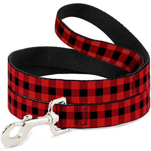 Hundeleine Buffalo Plaid Schwarz Rot 1,2 m lang 2,5 cm breit, 4 Feet Long - 1/2" Wide, Mehrfarbig von Buckle-Down