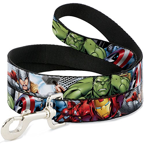 Marvel Avengers Hundeleine mit 4 Superhelden-Posen, Nahaufnahme, 1,8 m lang, 3,8 cm breit von Buckle-Down