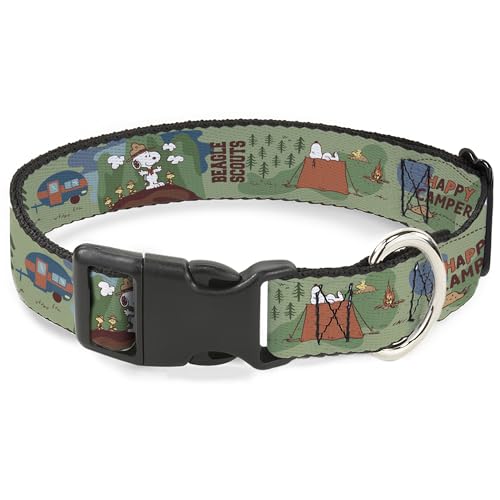 Peanuts Worldwide LLC Hundehalsband, Kunststoffschnalle, Peanuts Happy Camper, Beagle, Pfadfinder-Szenen, 28,9 bis 41,5 cm, 2,5 cm breit von Buckle-Down